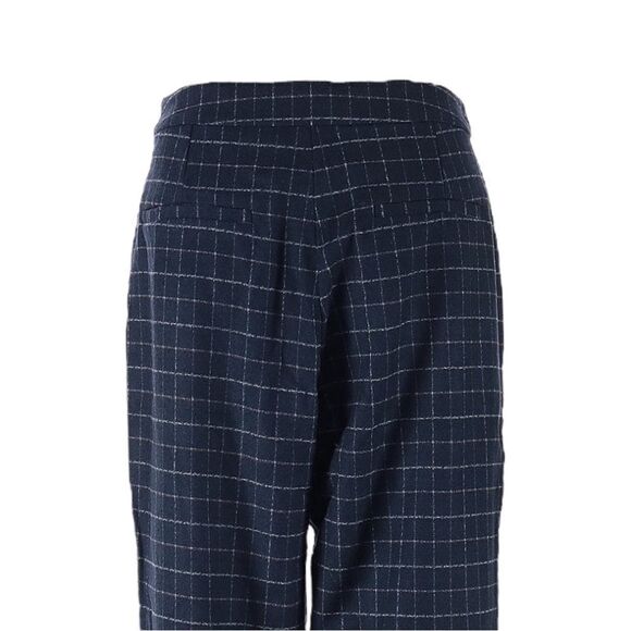 The Korner Anthropologie Tailored Dress Pants NWT Navy Grid Plaid Print Ankle 4 - Picture 5 of 11